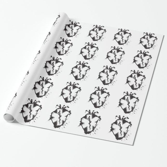 Papier Cadeau étoile de coeur anatomique de la vie (Déroulé)