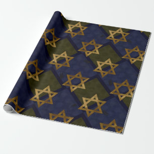 Papier Cadeau Étoile de David Bleu