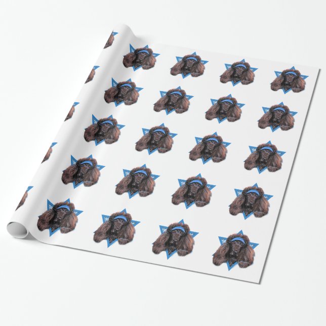 Papier Cadeau Étoile de David de Hanoukka - caniche - Bix (Déroulé)