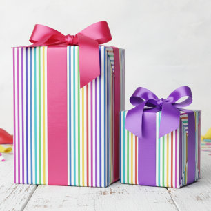 Papier Cadeau Étoile de David élégante rayures arc-en-ciel