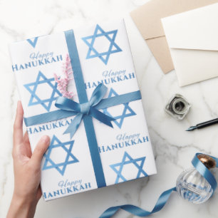 Papier Cadeau Étoile de David Happy Hanoukka Motif sans équipage