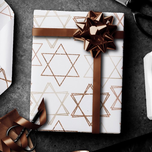 Papier Cadeau Étoile de David Motif | Rose Gold Classic Simple (Créateur téléchargé)