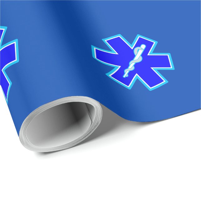 Papier Cadeau Étoile de vie Services Médicales d'urgence paraméd (Coin rond)