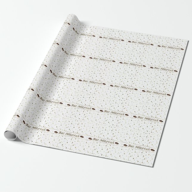 Papier Cadeau Étoile d'or de bat mitzvah sur le papier (Déroulé)