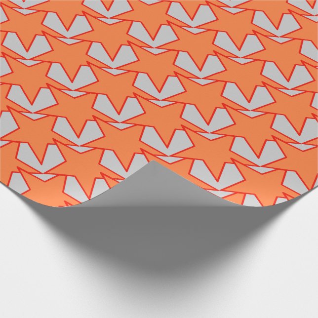 Papier Cadeau Étoile moderne géométrique - orange et gris de (Coin)