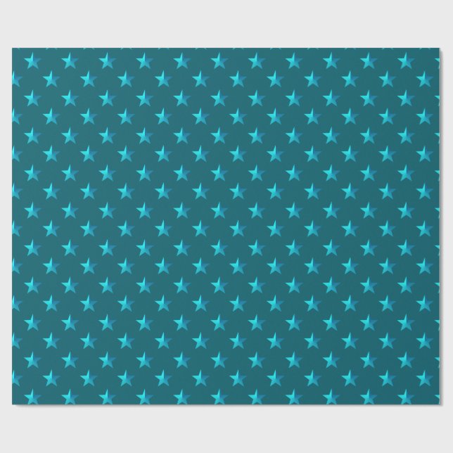 Papier Cadeau Étoiles bleues Turquoises profondes (Plat)