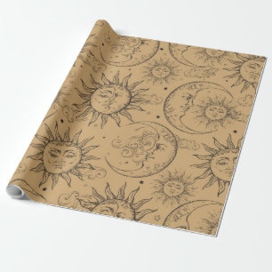 Papier Cadeau Étoiles célestes Tan Vintage