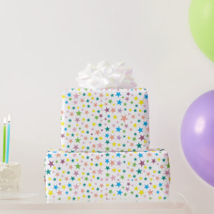 Papier Cadeau Étoiles Colorées Anniversaire Enfants