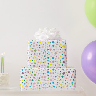 Papier Cadeau Étoiles Colorées Anniversaire Enfants