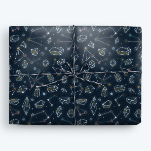 Papier Cadeau Étoiles, constellations et cristaux