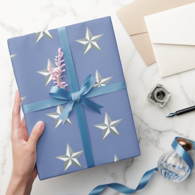 Papier Cadeau Étoiles d'argent (Cadeaux)