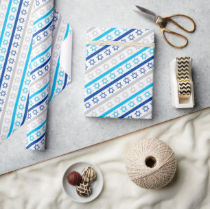 Papier Cadeau Étoiles de David pour Hanukkah