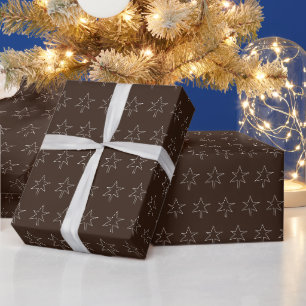 Papier Cadeau Étoiles de Noël au Chocolat Noir