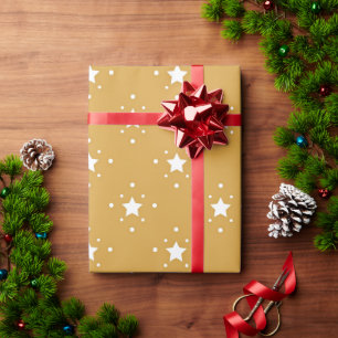 Papier Cadeau Étoiles décoratives sur fond doré