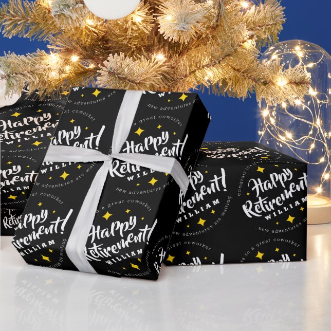 Papier Cadeau Étoiles d'or amusantes Retraite Nouvelles Aventure (Vacances)