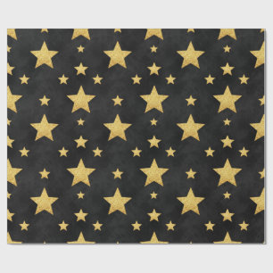 Papier Cadeau étoiles d'or en noir par Natasha Us
