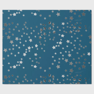 Papier Cadeau Étoiles éparses sur bleu