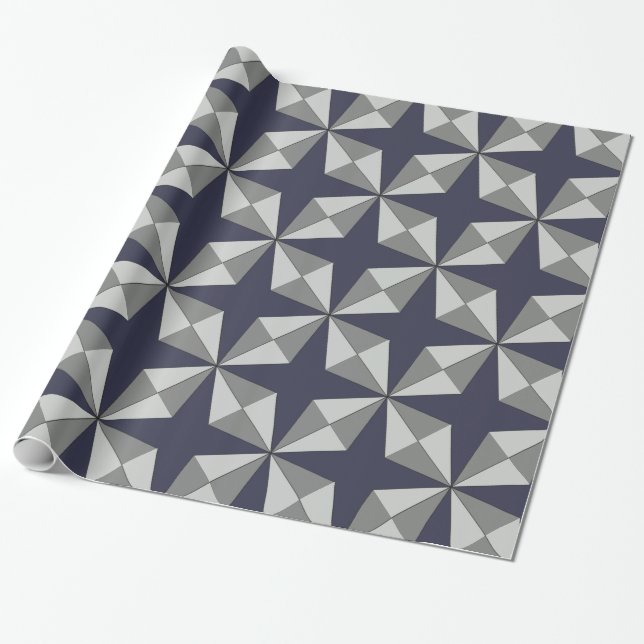 Papier Cadeau Étoiles et diamants tout motif géométrique de (Déroulé)
