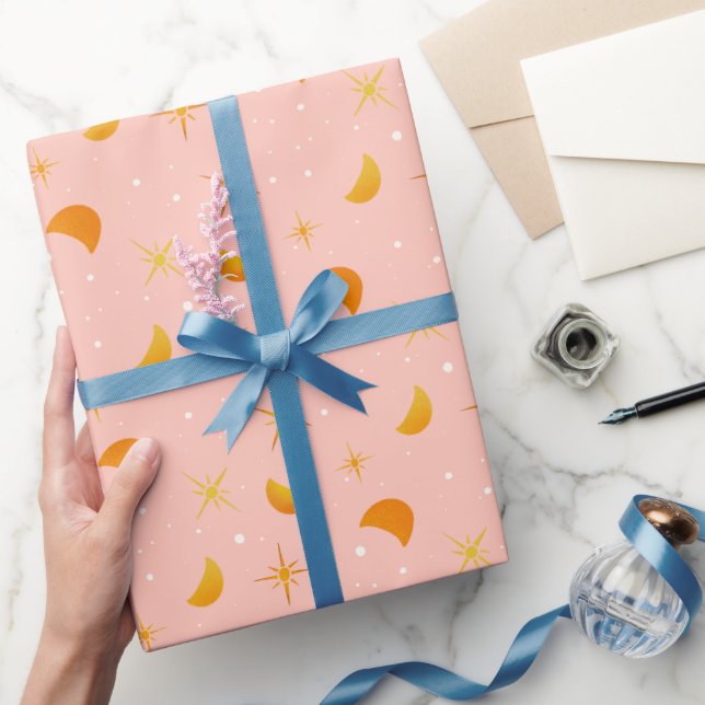 Papier Cadeau Étoiles et lunes magiques | Jolly Rose doux (Cadeaux)