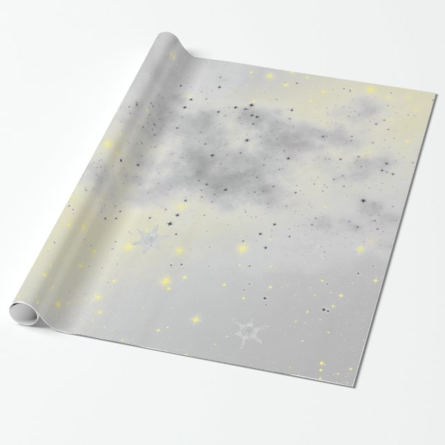 PAPIER CADEAU ÉTOILES ET NUAGES EN PAPIER (Déroulé)