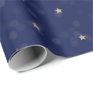 Papier Cadeau Étoiles et points d'or sur papier d'enveloppement 
