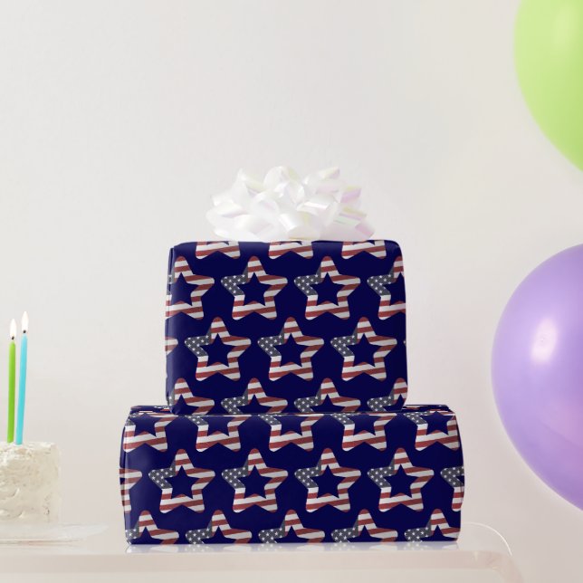 Papier Cadeau Étoiles et rayures Snowy Étoiles de Noël Patriotiq (Cadeaux de fête)