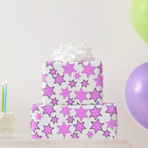 Papier Cadeau Étoiles roses brillantes aléatoires