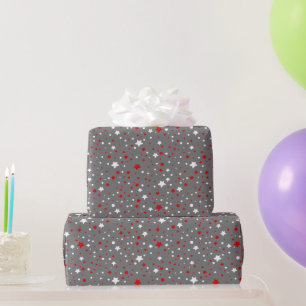 Papier Cadeau Étoiles rouges et blanches sur papier d'enveloppem