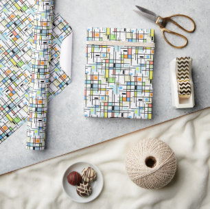 Papier Cadeau Étoiles sur un arrière - plan à damiers.