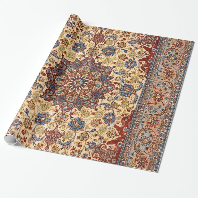 Papier Cadeau Étoiles symétriques bleues de Perse centrale  (Déroulé)