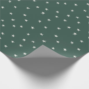 Papier Cadeau Étoiles vertes Moderne Enveloppement de Noël Min