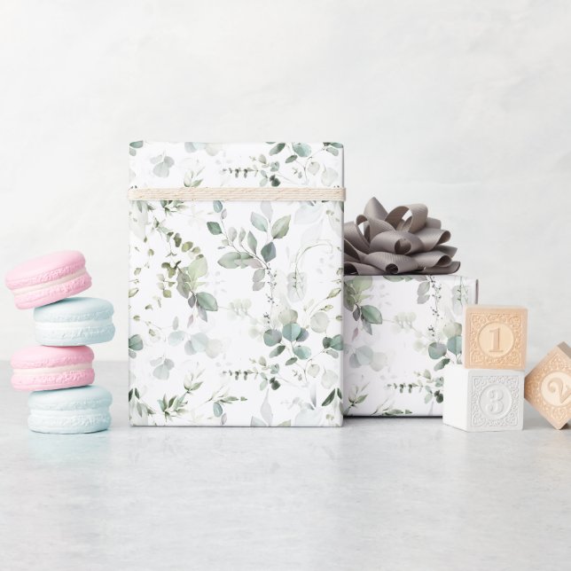 Papier Cadeau Eucalyptus Foliage Bébé ou Fête des mariées (Baby Shower)