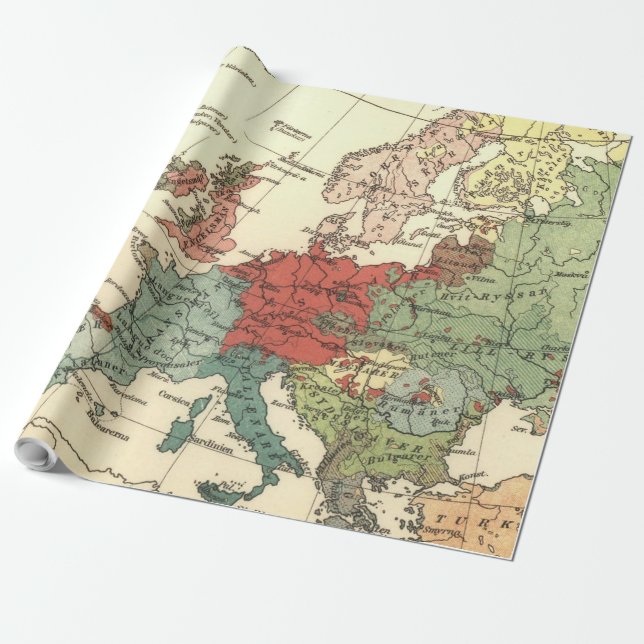 Papier Cadeau Europe Carte Pays Antique Mondiale (Déroulé)