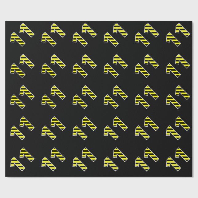 Papier Cadeau Événement audacieux, noir et jaune des rayures 11 (Plat)