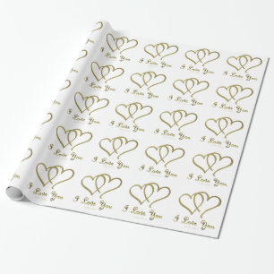 Papier Cadeau Eventré Gold Hearts i Love You