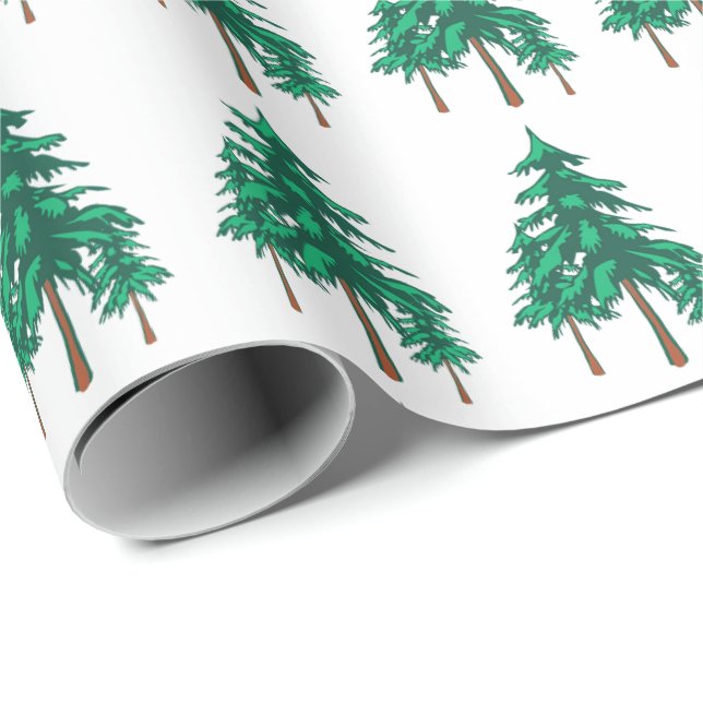 Papier Cadeau Evergreens d'hiver frais (Coin rond)