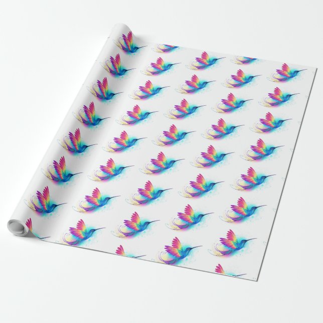 Papier Cadeau Exotic Rainbow Hummingbird (Déroulé)