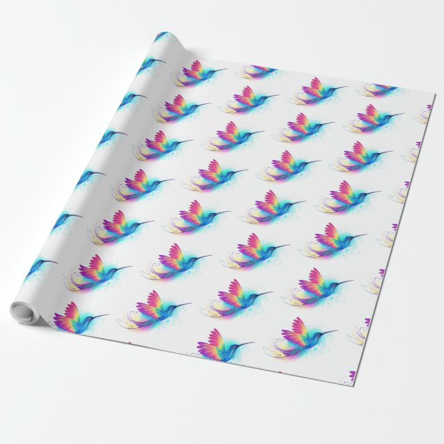 Papier Cadeau Exotic Rainbow Hummingbird (Déroulé)