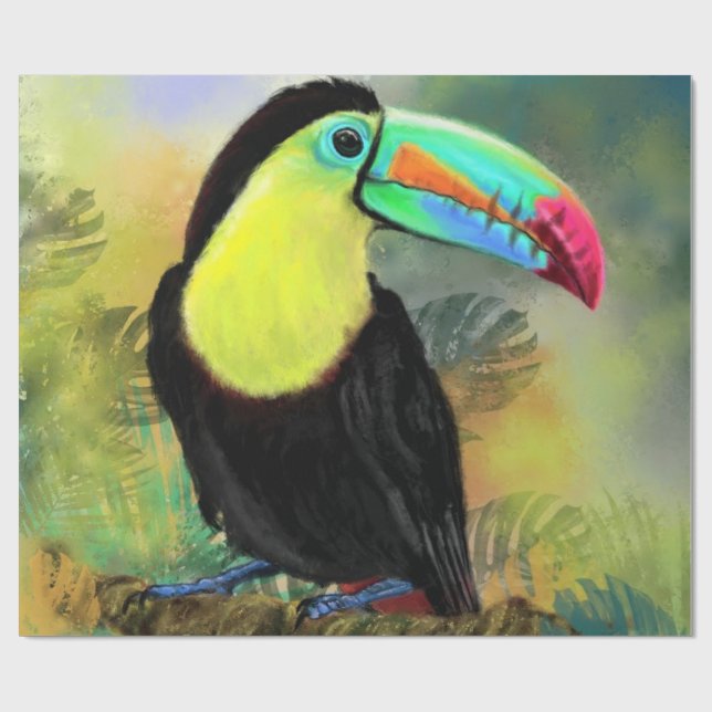 Papier Cadeau Exotique Tropical Toco Toucan Bird - Peinture Mign (Plat)