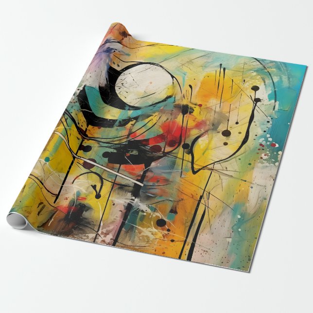 Papier Cadeau Explosion Abstraite de couleurs vives et dynamique (Déroulé)