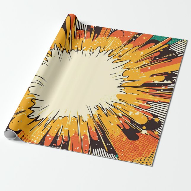 Papier Cadeau Explosion d'art pop de style comique (6) (Déroulé)