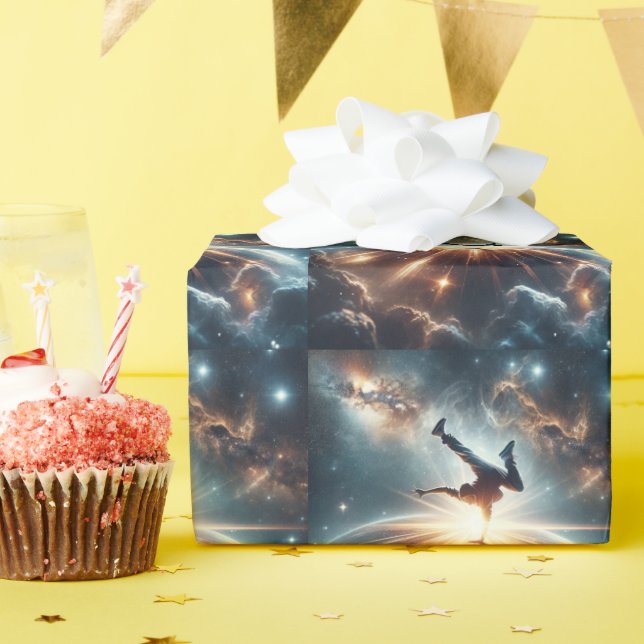 Papier Cadeau Explosion de rupture galactique dans l'espace prof (Fête d'anniversaire)