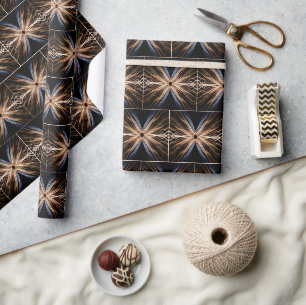 Papier Cadeau Explosion Symétrique de Lumière sur Fond Noir
