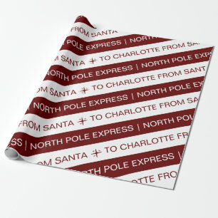Papier Cadeau Express simple pôle Nord Rouge Blanc Nom Noël