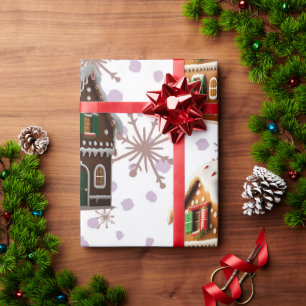 Papier Cadeau Exquise Gingerbread Maison Vacances papier d'embal