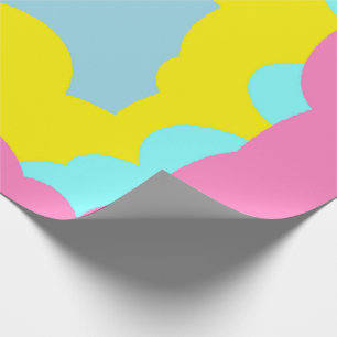 Papier Cadeau Extra grand motif en bleu bébé jaune et rose