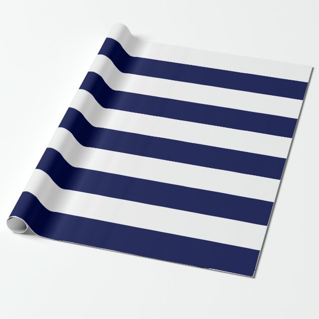 Papier Cadeau Extra Large Navy Bleu and White Stripes (Déroulé)