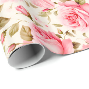 Papier Cadeau Extraordinaires Roses romantiques roses