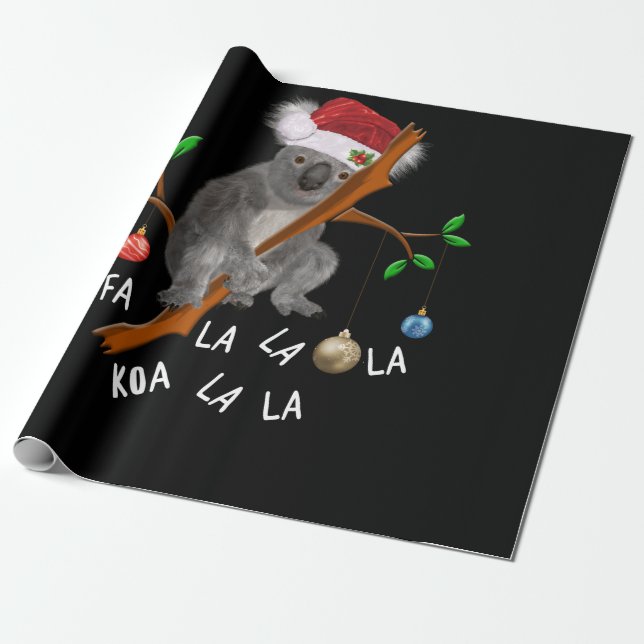 Papier Cadeau Fa la Koala Cute Koala Ours à Noël (Déroulé)