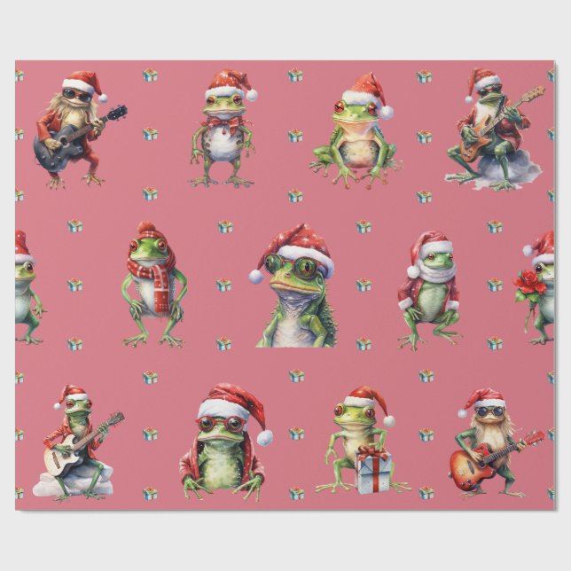 Papier Cadeau Fabrique Frog Rock Band Noël Fête Lt Rouge (Plat)
